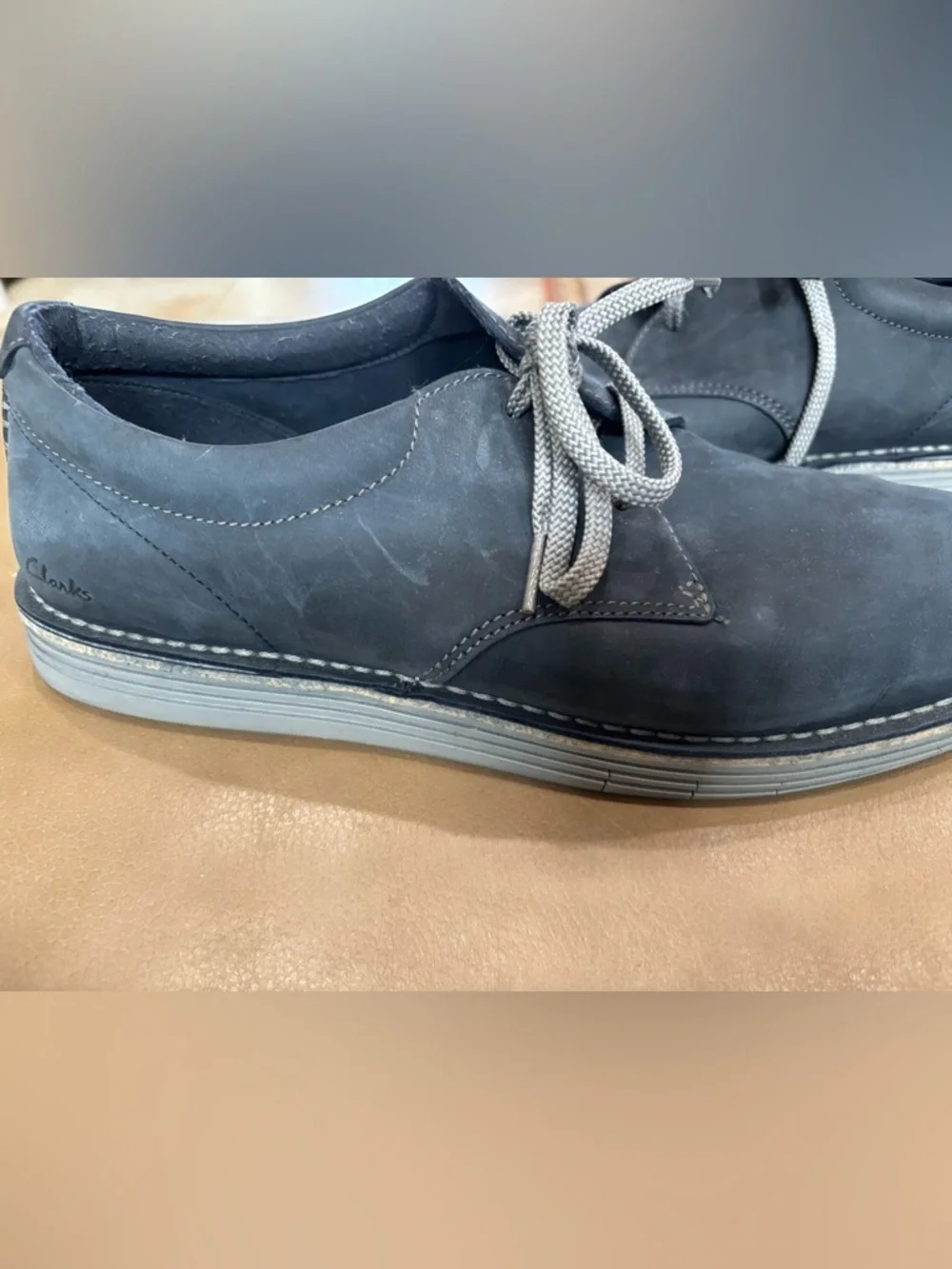 Clarks Men's Navy Suede Chukka Lace-Up dress Oxford shoes